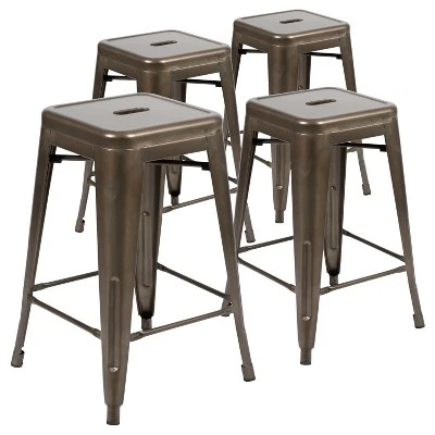 Flash Furniture 24" High Metal Counter-Height, Indoor Bar Stool - Stackable Set Of 4 13 Flash Furniture 24" High Metal Counter-Height, Indoor Bar Stool - Stackable Set Of 4 - Image 13