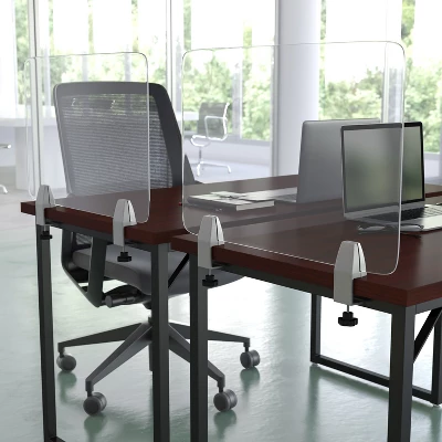 Flash Furniture Clear Acrylic Desk Partition (Hardware Included) 1 Flash Furniture Clear Acrylic Desk Partition (Hardware Included)
