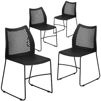 Flash Furniture 4 Pack HERCULES Series 661 Lb. Capacity Stack Chair With Air-Vent Back And Powder Coated Sled Base 1 Flash Furniture 4 Pack HERCULES Series 661 Lb. Capacity Stack Chair With Air-Vent Back And Powder Coated Sled Base