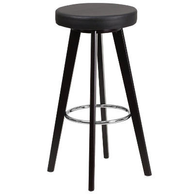 Flash Furniture Trenton Series 29'' High Contemporary Cappuccino Wood Barstool With Black Vinyl Seat 1 Flash Furniture Trenton Series 29'' High Contemporary Cappuccino Wood Barstool With Black Vinyl Seat