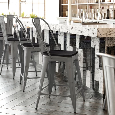 Flash Furniture Lincoln 24'' High Indoor Counter Height Stool With Back With Poly Resin Wood Seat 1 Flash Furniture Lincoln 24'' High Indoor Counter Height Stool With Back With Poly Resin Wood Seat