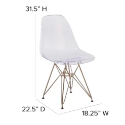 Flash Furniture Elon Series Ghost Chair With Gold Metal Base -Flash Furniture GUEST 3fe4deb9 f4d9 490b 8966 86d6822fbe9e