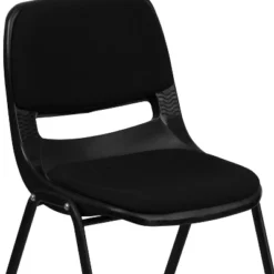 Flash Furniture HERCULES Series 880 Lb. Capacity Black Padded Ergonomic Shell Stack Chair With Black Frame -Flash Furniture GUEST 4329e798 506a 466a a4ab 329d5273a01b
