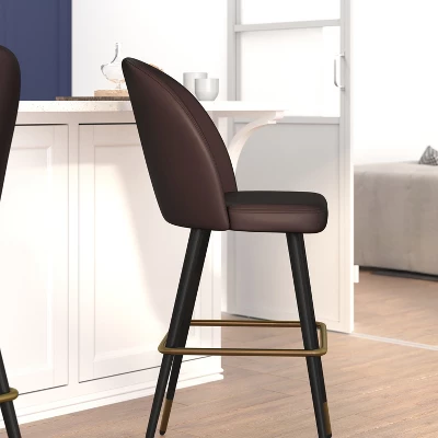 Flash Furniture Lyla Commercial Grade Modern Armless Barstools With Contoured Backrest, Steel Frame And Integrated Footrest - Set Of 2 4 Flash Furniture Lyla Commercial Grade Modern Armless Barstools With Contoured Backrest, Steel Frame And Integrated Footrest - Set Of 2 - Image 4
