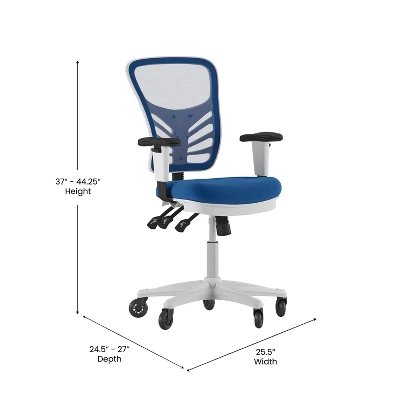 Flash Furniture Nicholas Mid-Back Multifunction Executive Swivel Ergonomic Office Chair With Adjustable Arms And Transparent Roller Wheels 5 Flash Furniture Nicholas Mid-Back Multifunction Executive Swivel Ergonomic Office Chair With Adjustable Arms And Transparent Roller Wheels - Image 5