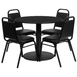 Flash Furniture 36'' Round Laminate Table Set With Round Base And 4 Trapezoidal Back Banquet Chairs 7 Flash Furniture 36'' Round Laminate Table Set With Round Base And 4 Trapezoidal Back Banquet Chairs -Flash Furniture GUEST 45e27917 4f02 4061 89b1 91c49de6199d