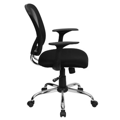 Swivel Task Chair Chrome Black Mesh - Flash Furniture 1 Swivel Task Chair Chrome Black Mesh - Flash Furniture