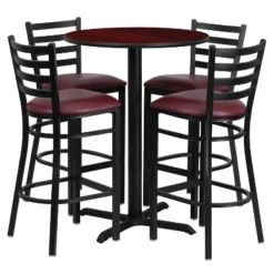 Flash Furniture 30'' Round Laminate Table Set With X-Base And 4 Ladder Back Metal Barstools 19 Flash Furniture 30'' Round Laminate Table Set With X-Base And 4 Ladder Back Metal Barstools -Flash Furniture GUEST 46a215a2 b6c8 4db1 bd2e a90b901140f0