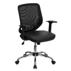 Flash Furniture Mid-Back Mesh Tapered Back Swivel Task Office Chair With LeatherSoft Seat, Chrome Base And T-Arms 8 Flash Furniture Mid-Back Mesh Tapered Back Swivel Task Office Chair With LeatherSoft Seat, Chrome Base And T-Arms -Flash Furniture GUEST 47973e79 4221 4773 aeee 0b3d1449d30d