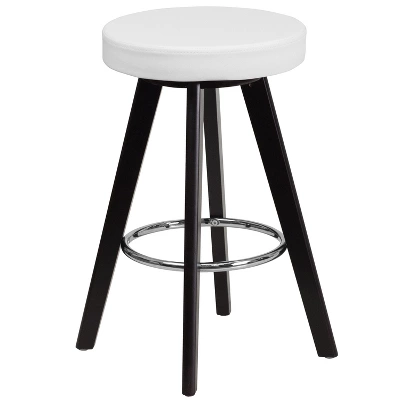Flash Furniture Trenton Series 24'' High Contemporary Vinyl Counter Height Stool With Cappuccino Wood Frame 3 Flash Furniture Trenton Series 24'' High Contemporary Vinyl Counter Height Stool With Cappuccino Wood Frame - Image 3
