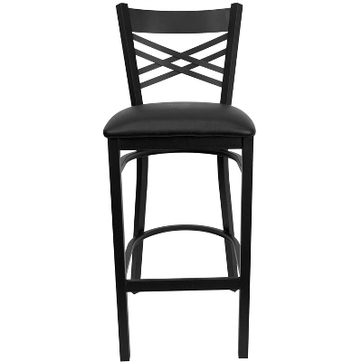 Flash Furniture Black ''X'' Back Metal Restaurant Barstool 8 Flash Furniture Black ''X'' Back Metal Restaurant Barstool - Image 8
