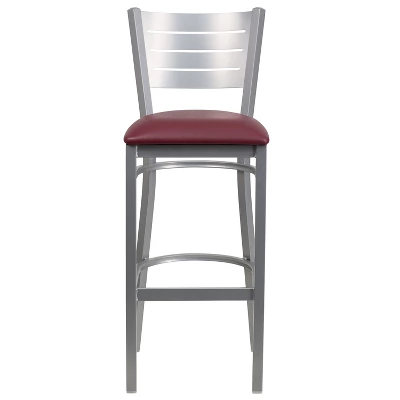 Flash Furniture Silver Slat Back Metal Restaurant Barstool 3 Flash Furniture Silver Slat Back Metal Restaurant Barstool - Image 3