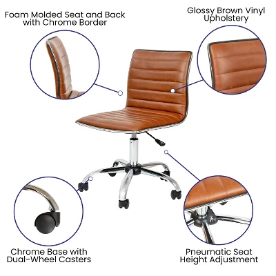 Flash Furniture Low Back Designer Armless Ribbed Swivel Task Office Chair 10 Flash Furniture Low Back Designer Armless Ribbed Swivel Task Office Chair - Image 10