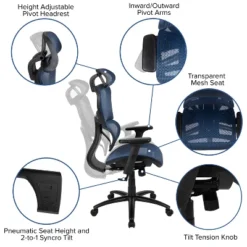 Flash Furniture Ergonomic Mesh Office Chair With 2-to-1 Synchro-Tilt, Adjustable Headrest, Lumbar Support, And Adjustable Pivot Arms -Flash Furniture GUEST 49a9865e 6d24 4c43 92b4 c3e3cdca43fa