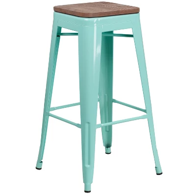 Flash Furniture 30" High Backless Barstool With Square Wood Seat 4 Flash Furniture 30" High Backless Barstool With Square Wood Seat - Image 4