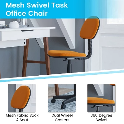 Flash Furniture Low Back Light Orange Adjustable Student Swivel Task Office Chair With Padded Mesh Seat And Back - Homeschool Study Chair 2 Flash Furniture Low Back Light Orange Adjustable Student Swivel Task Office Chair With Padded Mesh Seat And Back - Homeschool Study Chair - Image 2