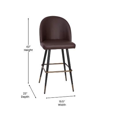 Flash Furniture Lyla Commercial Grade Modern Armless Barstools With Contoured Backrest, Steel Frame And Integrated Footrest - Set Of 2 6 Flash Furniture Lyla Commercial Grade Modern Armless Barstools With Contoured Backrest, Steel Frame And Integrated Footrest - Set Of 2 - Image 6