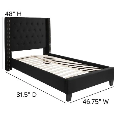 Flash Furniture Riverdale Twin Size Tufted Upholstered Platform Bed In Black Fabric 2 Flash Furniture Riverdale Twin Size Tufted Upholstered Platform Bed In Black Fabric - Image 2