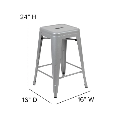 Flash Furniture 24" High Metal Counter-Height, Indoor Bar Stool - Stackable Set Of 4 4 Flash Furniture 24" High Metal Counter-Height, Indoor Bar Stool - Stackable Set Of 4 - Image 4