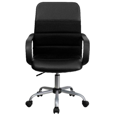 Swivel Task Chair Black Leather/Mesh - Flash Furniture 3 Swivel Task Chair Black Leather/Mesh - Flash Furniture - Image 3