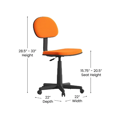 Flash Furniture Low Back Light Orange Adjustable Student Swivel Task Office Chair With Padded Mesh Seat And Back - Homeschool Study Chair 3 Flash Furniture Low Back Light Orange Adjustable Student Swivel Task Office Chair With Padded Mesh Seat And Back - Homeschool Study Chair - Image 3