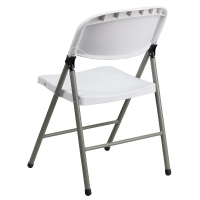 Flash Furniture HERCULES Series White Plastic Folding Chairs | Set Of 2 Lightweight Folding Chairs With Gray Frame 7 Flash Furniture HERCULES Series White Plastic Folding Chairs | Set Of 2 Lightweight Folding Chairs With Gray Frame - Image 7