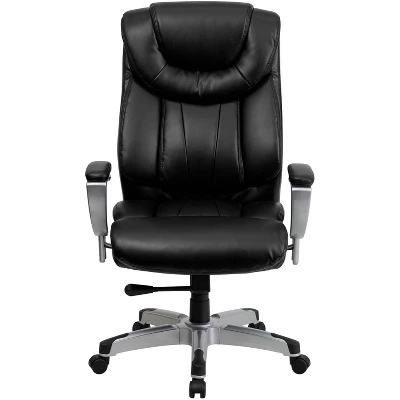 Big & Tall 400 Lb. Rated High Back LeatherSoft Executive Ergonomic Office Chair With Arms Silver/Black Leather - Flash Furniture 3 Big & Tall 400 Lb. Rated High Back LeatherSoft Executive Ergonomic Office Chair With Arms Silver/Black Leather - Flash Furniture - Image 3