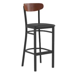 Flash Furniture Wright Commercial Grade Barstool With 500 LB. Capacity Steel Frame, Solid Wood Seat, And Boomerang Back -Flash Furniture GUEST 4cb200cf 50f2 4876 a263 5a7b6b157b7c
