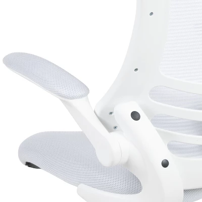 Flash Furniture Mid-Back White Mesh Swivel Ergonomic Task Office Chair With White Frame And Flip-Up Arms 7 Flash Furniture Mid-Back White Mesh Swivel Ergonomic Task Office Chair With White Frame And Flip-Up Arms - Image 7