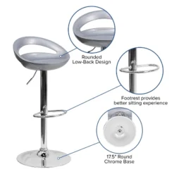 Flash Furniture Contemporary Plastic Adjustable Height Barstool With Rounded Cutout Back And Chrome Base 24 Flash Furniture Contemporary Plastic Adjustable Height Barstool With Rounded Cutout Back And Chrome Base -Flash Furniture GUEST 4e0e5b4b c086 4a3e 9e2d 9deb62c2e811