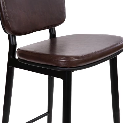 Flash Furniture Kenzie Commercial Grade Mid-Back Barstools - LeatherSoft Upholstery - Iron Frame With Integrated Footrest - Set Of 2 7 Flash Furniture Kenzie Commercial Grade Mid-Back Barstools - LeatherSoft Upholstery - Iron Frame With Integrated Footrest - Set Of 2 - Image 7