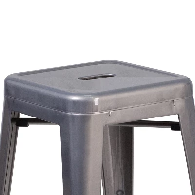 Flash Furniture 24'' High Backless Clear Coated Metal Indoor Counter Height Stool With Square Seat 4 Flash Furniture 24'' High Backless Clear Coated Metal Indoor Counter Height Stool With Square Seat - Image 4