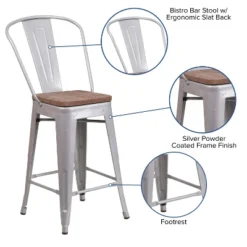 Flash Furniture 24" High Metal Counter Height Stool With Back And Wood Seat 23 Flash Furniture 24" High Metal Counter Height Stool With Back And Wood Seat -Flash Furniture GUEST 4f3e3d5c 2495 4e59 956a fef4552cade4