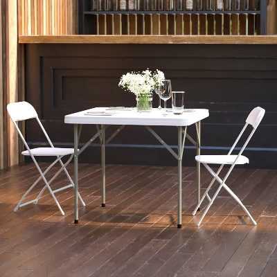 Flash Furniture 2.85-Foot Square Granite White Plastic Folding Table 1 Flash Furniture 2.85-Foot Square Granite White Plastic Folding Table