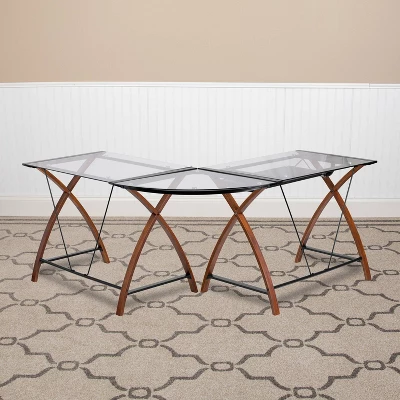 Glass L-Shape Desk With Pull-Out Keyboard Tray - Flash Furniture 5 Glass L-Shape Desk With Pull-Out Keyboard Tray - Flash Furniture - Image 5