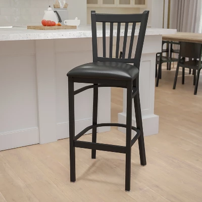 Flash Furniture Black Vertical Back Metal Restaurant Barstool 9 Flash Furniture Black Vertical Back Metal Restaurant Barstool - Image 9