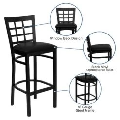 Flash Furniture Black Window Back Metal Restaurant Barstool -Flash Furniture GUEST 5226661c a372 4432 b561 203e36c2aa9b