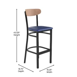 Flash Furniture Wright Commercial Grade Barstool With 500 LB. Capacity Steel Frame, Solid Wood Seat, And Boomerang Back -Flash Furniture GUEST 5318b9b8 95da 4801 a2d7 d38462a22569
