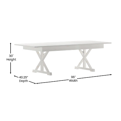 Flash Furniture HERCULES 8' X 40" Rectangular Solid Pine Folding Farm Table With X Legs 8 Flash Furniture HERCULES 8' X 40" Rectangular Solid Pine Folding Farm Table With X Legs - Image 8