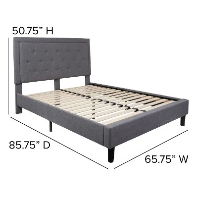 Flash Furniture Roxbury Tufted Upholstered Platform Bed With 10 Inch CertiPUR-US Certified Foam And Pocket Spring Mattress 5 Flash Furniture Roxbury Tufted Upholstered Platform Bed With 10 Inch CertiPUR-US Certified Foam And Pocket Spring Mattress - Image 5