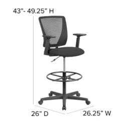 Flash Furniture Ergonomic Mid-Back Mesh Drafting Chair With Black Fabric Seat, Adjustable Foot Ring And Adjustable Arms 11 Flash Furniture Ergonomic Mid-Back Mesh Drafting Chair With Black Fabric Seat, Adjustable Foot Ring And Adjustable Arms -Flash Furniture GUEST 54ec77cf d7b5 41eb 9ffd 2b6e3e397752