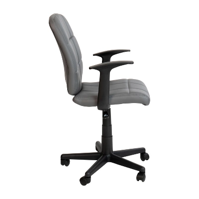 Flash Furniture Mid-Back Gray Quilted Vinyl Swivel Task Office Chair With Arms 6 Flash Furniture Mid-Back Gray Quilted Vinyl Swivel Task Office Chair With Arms - Image 6