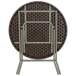Flash Furniture 2.6-Foot Round Brown Rattan Plastic Folding Table 16 Flash Furniture 2.6-Foot Round Brown Rattan Plastic Folding Table -Flash Furniture GUEST 56cc248b 8c3b 4174 b068 a9b5e409525d