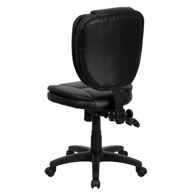 Multi-Functional Ergonomic Swivel Task Chair Black Leather - Flash Furniture 2 Multi-Functional Ergonomic Swivel Task Chair Black Leather - Flash Furniture - Image 2