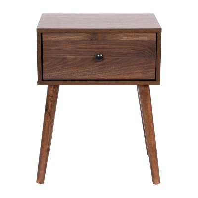 Flash Furniture Hatfield Mid-Century Modern One Drawer Wood Nightstand, Side Accent Or End Table With Soft Close Storage Drawer, Dark Walnut 8 Flash Furniture Hatfield Mid-Century Modern One Drawer Wood Nightstand, Side Accent Or End Table With Soft Close Storage Drawer, Dark Walnut - Image 8