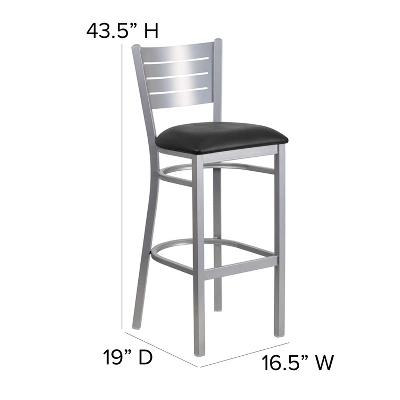 Flash Furniture Silver Slat Back Metal Restaurant Barstool 6 Flash Furniture Silver Slat Back Metal Restaurant Barstool - Image 6