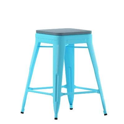 Flash Furniture Cierra Set Of 4 Commercial Grade 24" High Backless Metal Indoor Counter Height Stools With All-Weather Poly Resin Seats 12 Flash Furniture Cierra Set Of 4 Commercial Grade 24" High Backless Metal Indoor Counter Height Stools With All-Weather Poly Resin Seats - Image 12