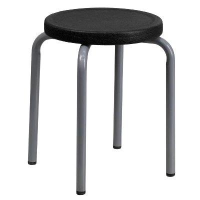 Flash Furniture Stackable Stool With Silver Powder Coated Frame 4 Flash Furniture Stackable Stool With Silver Powder Coated Frame - Image 4
