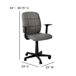 Flash Furniture Mid-Back Gray Quilted Vinyl Swivel Task Office Chair With Arms 10 Flash Furniture Mid-Back Gray Quilted Vinyl Swivel Task Office Chair With Arms -Flash Furniture GUEST 5ea5791c aa57 4dbc b468 1e922b3426cd