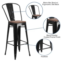 Flash Furniture 30" High Metal Barstool With Back And Wood Seat 17 Flash Furniture 30" High Metal Barstool With Back And Wood Seat -Flash Furniture GUEST 5ed29c4e 53c1 439d b67b 14af1edbbd6c